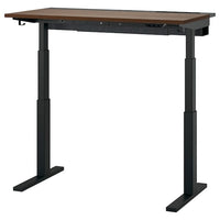 MITTZON desk sit/stand, electric walnut veneer/black, 120x60 cm