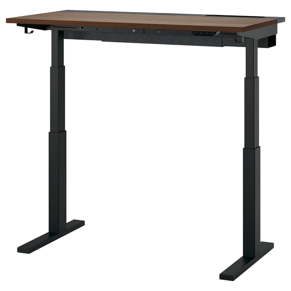 MITTZON desk sit/stand, electric walnut veneer/black, 120x60 cm