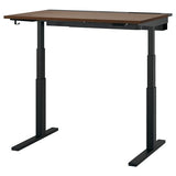 MITTZON desk sit/stand, electric walnut veneer/black, 120x80 cm