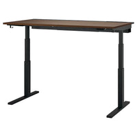 MITTZON desk sit/stand, electric walnut veneer/black, 160x80 cm