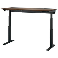 MITTZON desk sit/stand, electric walnut veneer/black, 160x60 cm