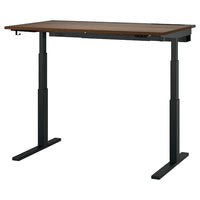 MITTZON desk sit/stand, electric walnut veneer/black, 140x80 cm