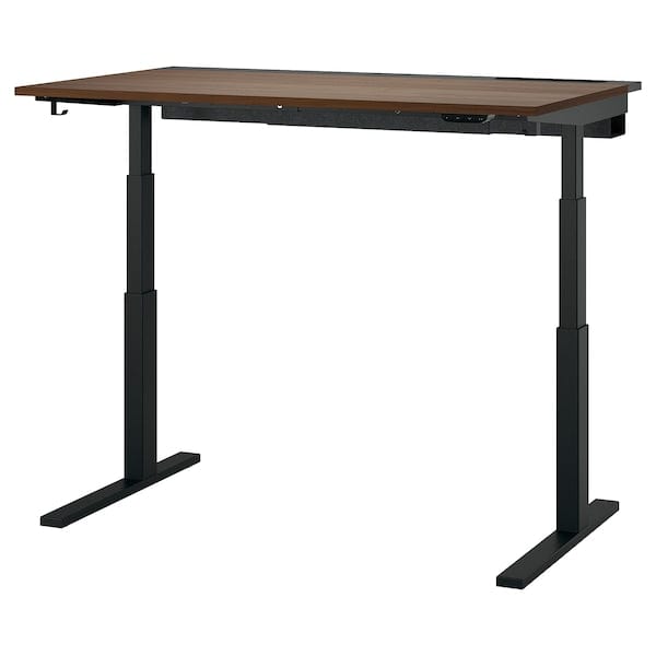 Ikea MITTZON - Height-adjustable desk, electric walnut veneer/black,140x80 cm