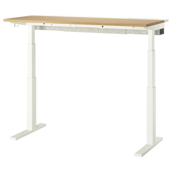 Ikea MITTZON - Height-adjustable desk, electric oak veneer/white,140x60 cm