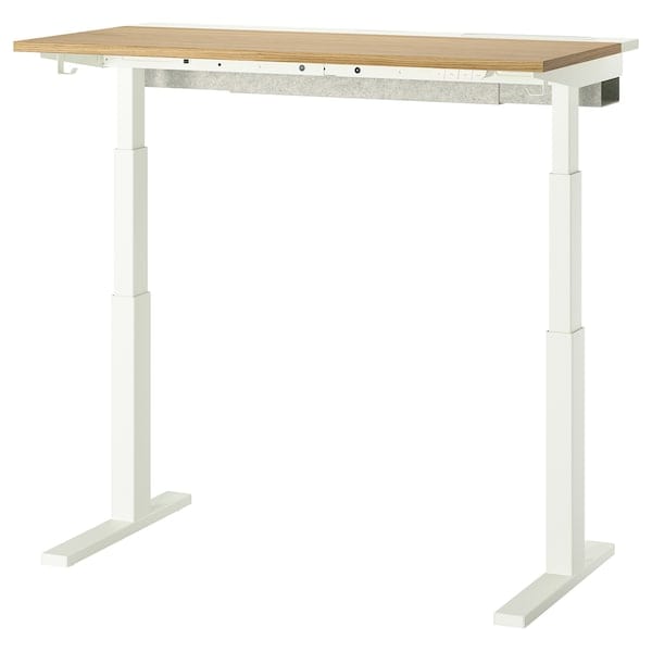 Ikea MITTZON - Height-adjustable desk, electric oak veneer/white,120x60 cm