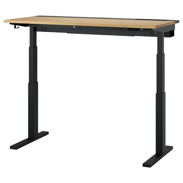 Ikea MITTZON - Height-adjustable desk, electric oak veneer/black,140x60 cm