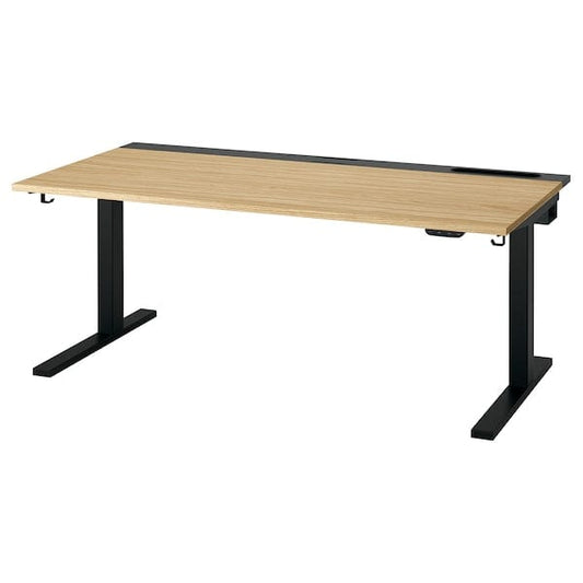 Ikea MITTZON - Height-adjustable desk, electric oak veneer/black,160x80 cm