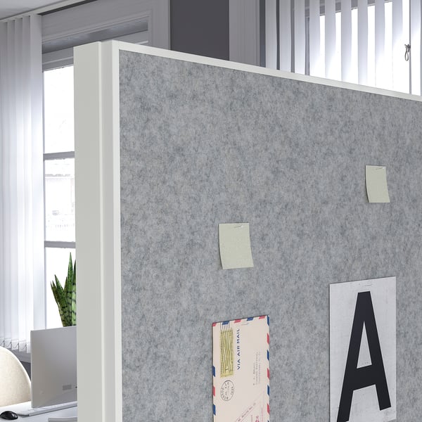 MITTZON frm w cstrs/whtbrd/disp shlf/cbl bx, white, 85x205 cm
