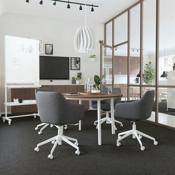 MITTZON frm w cstrs/whtbrd/disp shlf/cbl bx, white, 85x205 cm