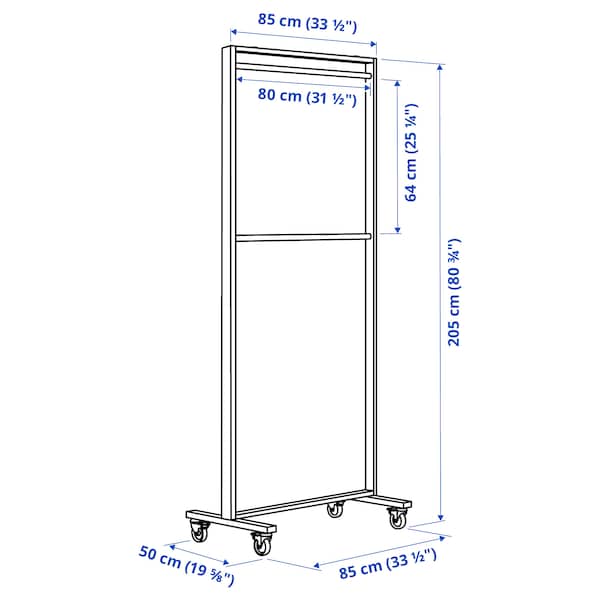 Ikea MITTZON - Frame w cstrs/clths rail/disp shlf, white, 85x205 cm