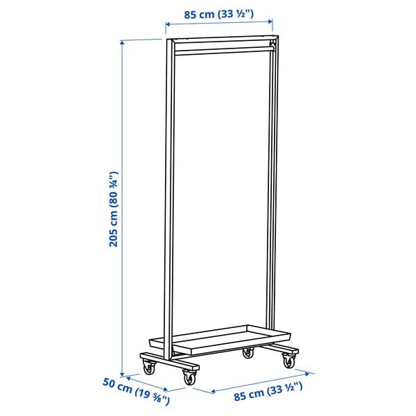 Ikea MITTZON - Frame w cstrs/clths rail/disp shlf, white, 85x205 cm