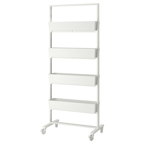 MITTZON frame with castors/container, white, 85x205 cm
