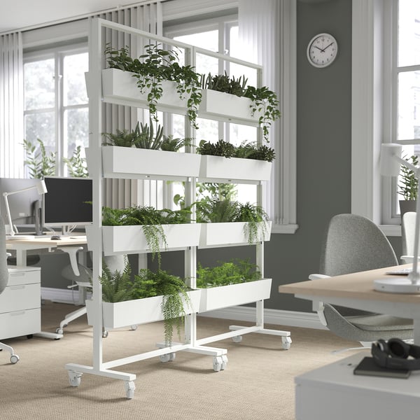 MITTZON frame with castors/container, white, 85x205 cm