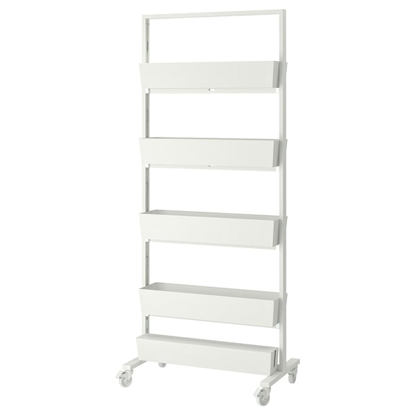 MITTZON frame w castors/container/cable box, white, 85x205 cm