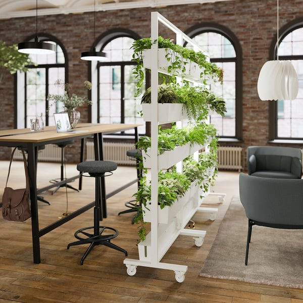 MITTZON frame w castors/container/cable box, white, 85x205 cm