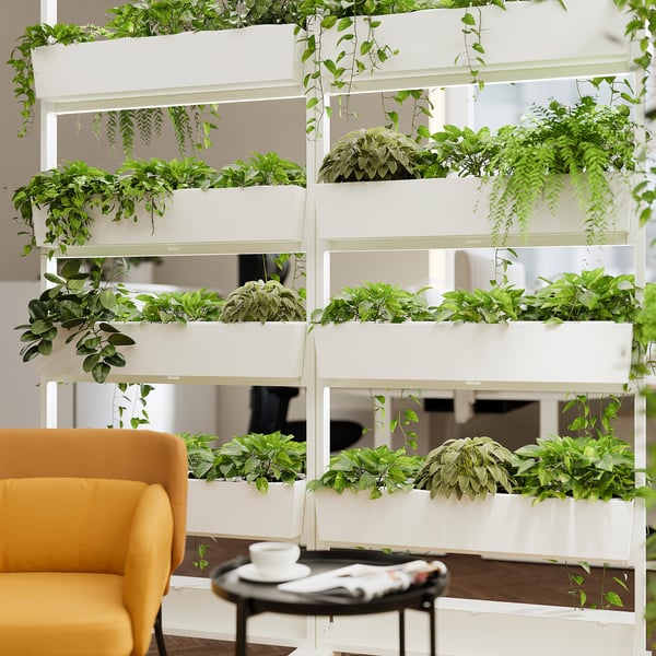 MITTZON frame w castors/container/cable box, white, 85x205 cm