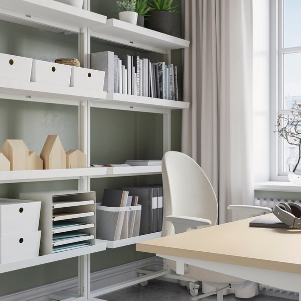 MITTZON frame with castors/display shelf, white, 85x205 cm