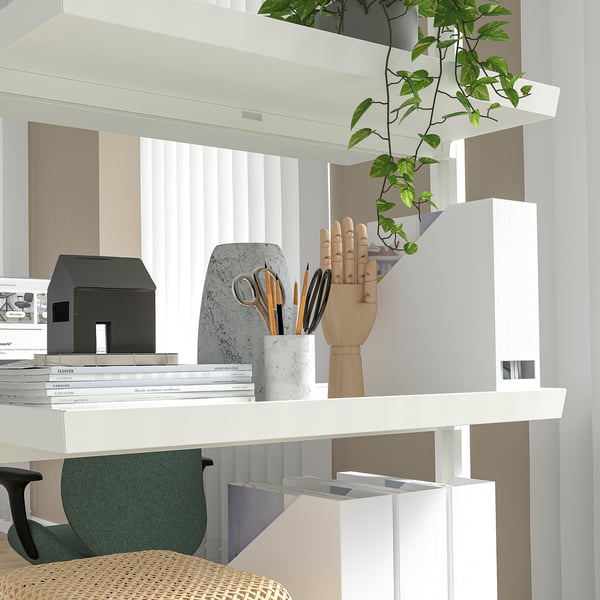 MITTZON frame w castors/disp shlf/cable box, white, 85x205 cm