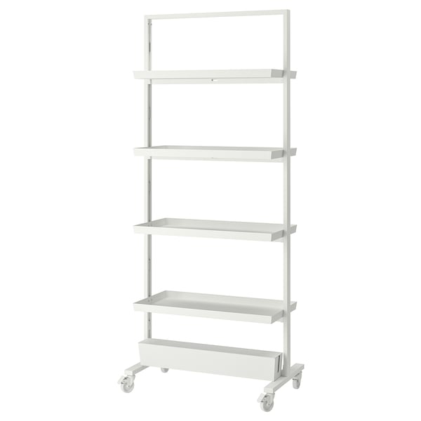 MITTZON frame w castors/disp shlf/cable box, white, 85x205 cm