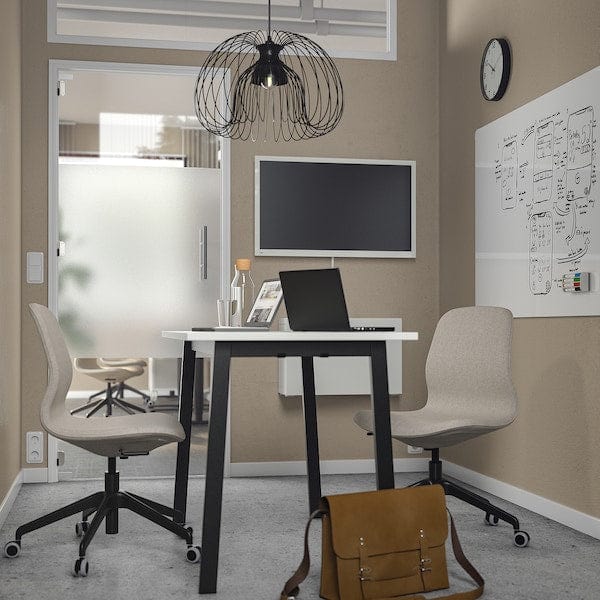 Ikea MITTZON - Conference table, white/black, 140x68x75 cm