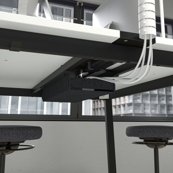 MITTZON conference table, white/black, 140x108x105 cm