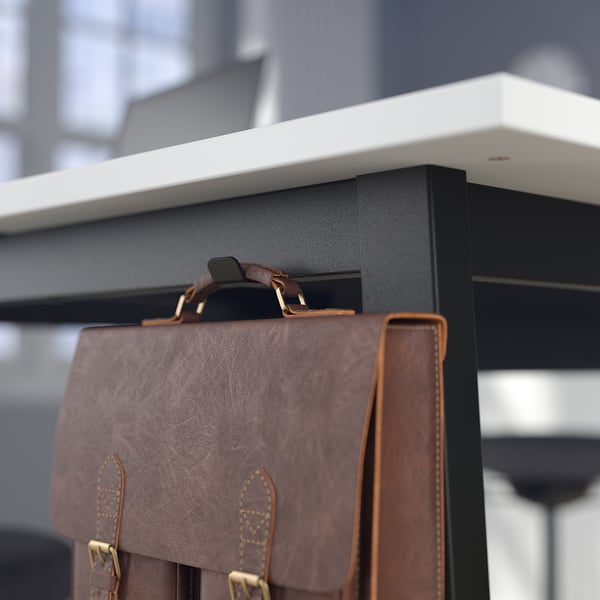 MITTZON conference table, white/black, 140x108x105 cm