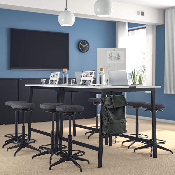 MITTZON conference table, white/black, 140x108x105 cm