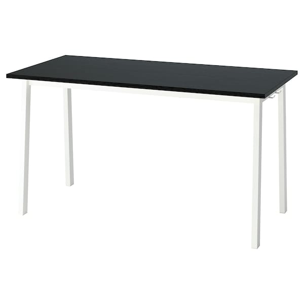 Ikea MITTZON - Conference table, black stained ash veneer/white, 140x68x75 cm