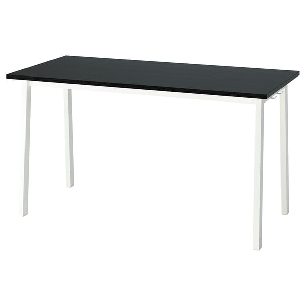 MITTZON conference table, black stained ash veneer/white, 140x68x75 cm
