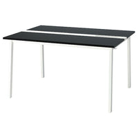 MITTZON conference table, black stained ash veneer/white, 140x108x75 cm