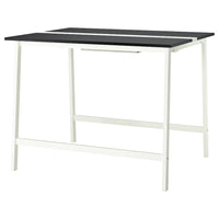 MITTZON conference table, black stained ash veneer/white, 140x108x105 cm