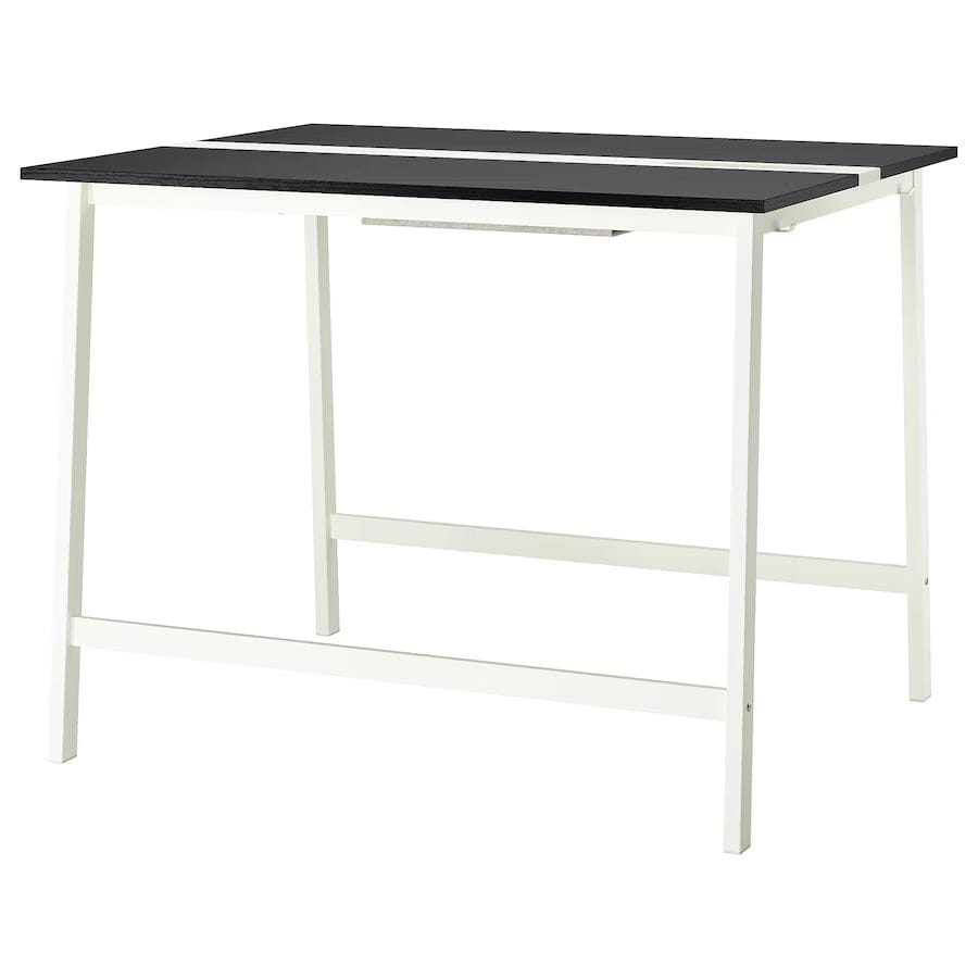 Ikea MITTZON - Conference table, black stained ash veneer/white, 140x108x105 cm