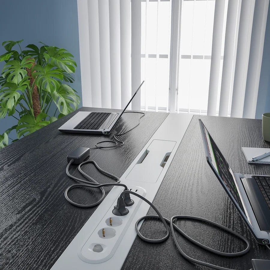 Ikea MITTZON - Conference table, black stained ash veneer/white, 140x108x105 cm