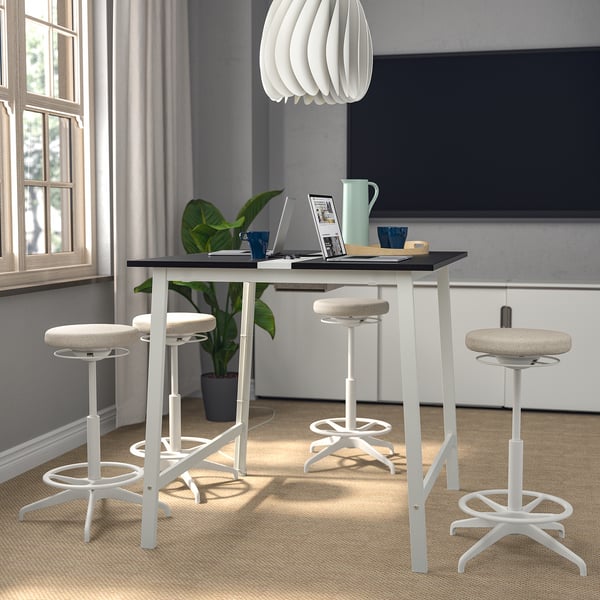 MITTZON conference table, black stained ash veneer/white, 140x108x105 cm