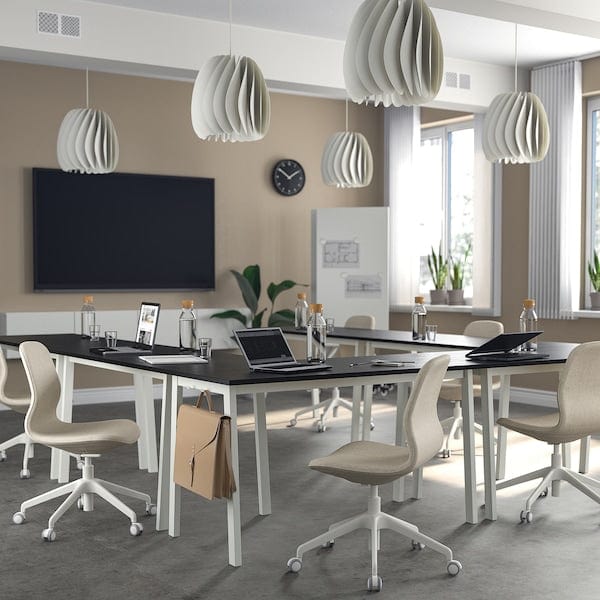 Ikea MITTZON - Conference table, black stained ash veneer/white, 140x68x75 cm