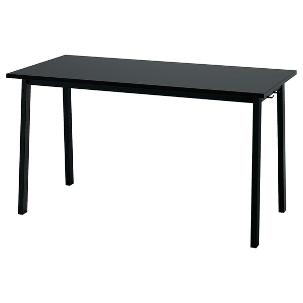 MITTZON conference table, black stained ash veneer/black, 140x68x75 cm