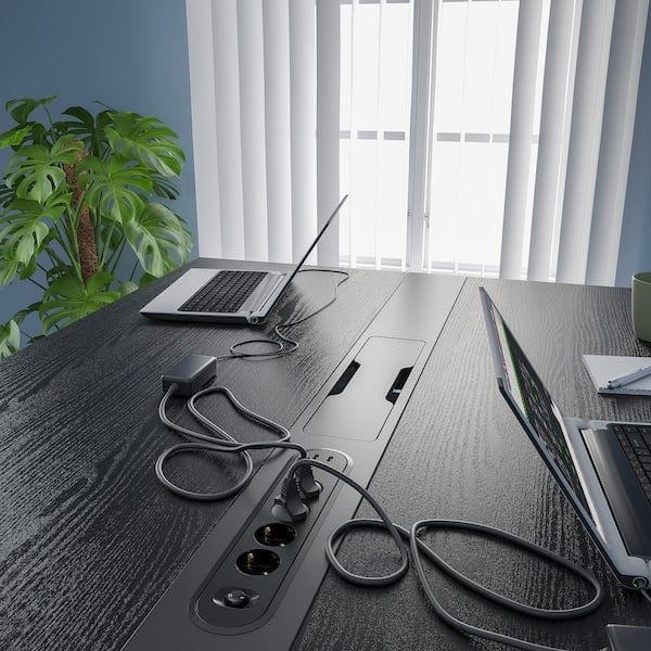 Ikea MITTZON - Conference table, black stained ash veneer/black, 140x108x105 cm