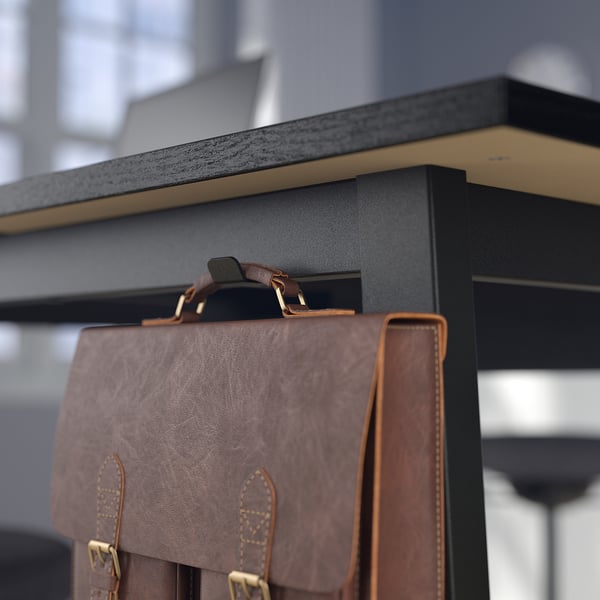 MITTZON conference table, black stained ash veneer/black, 140x108x105 cm