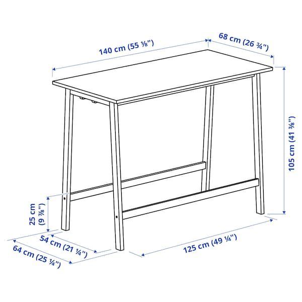 Ikea MITTZON - Conference table, black stained ash veneer/black, 140x68x105 cm