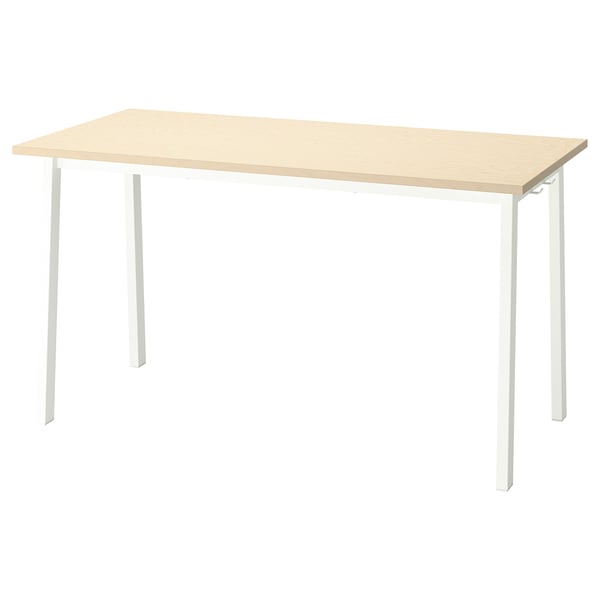 MITTZON conference table, birch veneer/white, 140x68x75 cm
