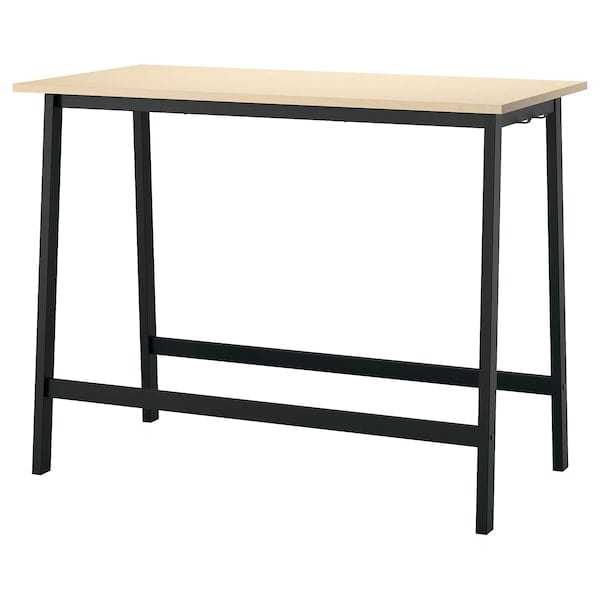 Ikea MITTZON - Conference table, birch veneer/black, 140x68x105 cm