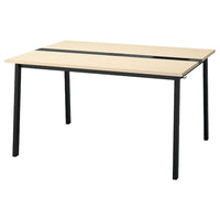 MITTZON conference table, birch veneer/black, 140x108x75 cm