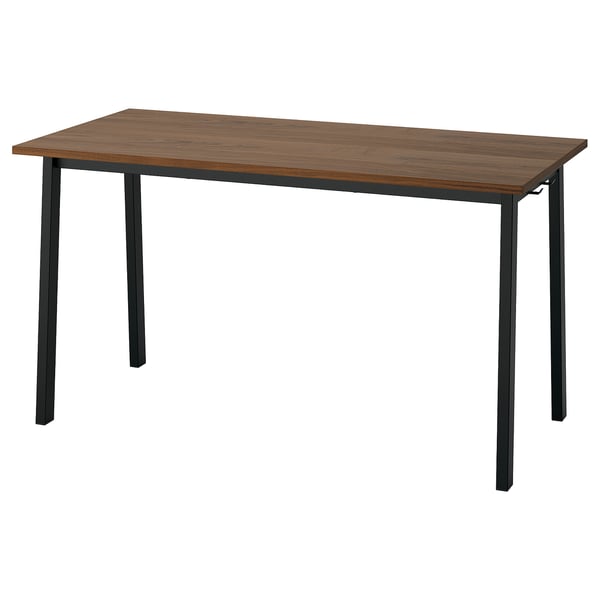 MITTZON conference table, walnut veneer/black, 140x68x75 cm