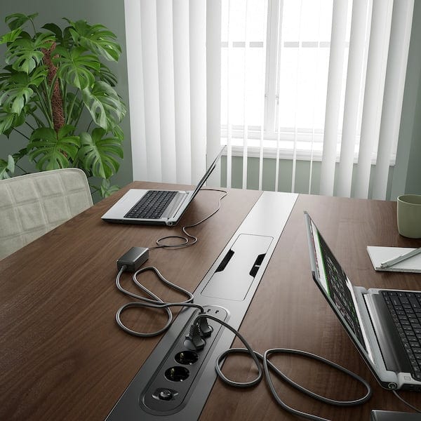 Ikea MITTZON - Conference table, walnut veneer/black, 140x108x75 cm