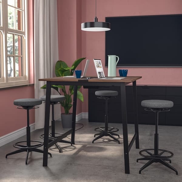 Ikea MITTZON - Conference table, walnut veneer/black, 140x108x105 cm