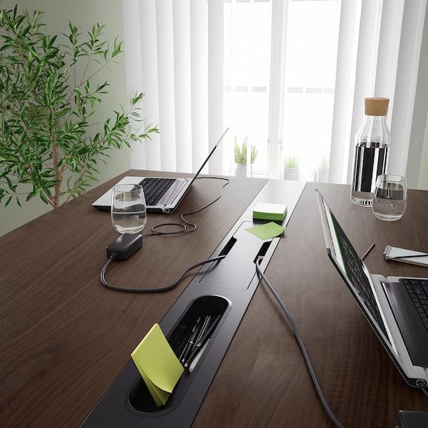 Ikea MITTZON - Conference table, walnut veneer/black, 140x108x105 cm