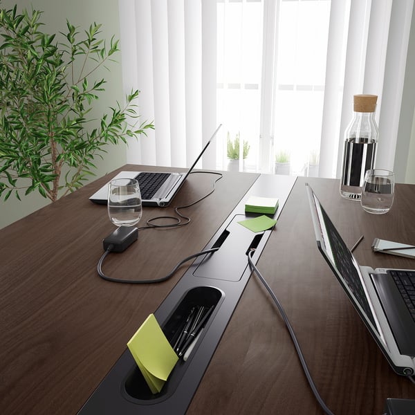 MITTZON conference table, walnut veneer/black, 140x108x105 cm