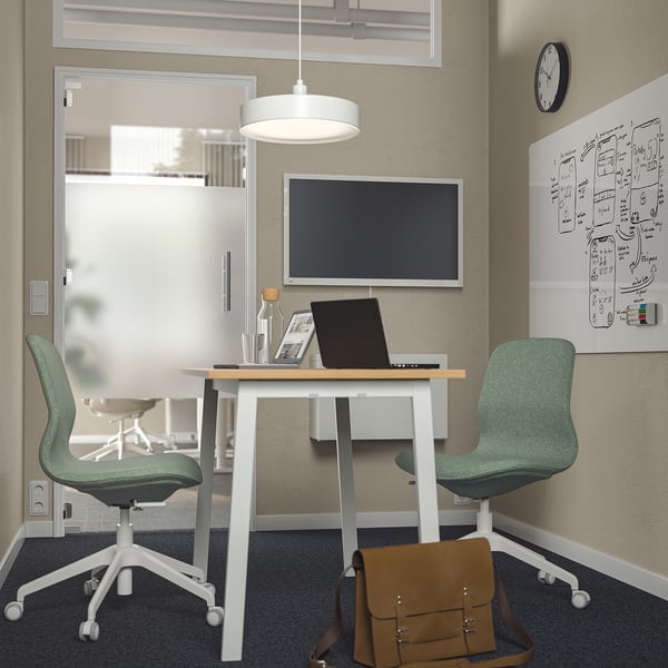 MITTZON conference table, oak veneer/white, 140x68x75 cm