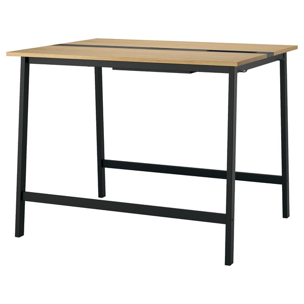 MITTZON conference table, oak veneer/black, 140x108x105 cm