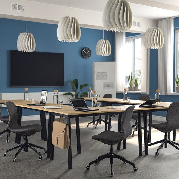 Ikea MITTZON - Conference table, oak veneer/black, 140x68x75 cm